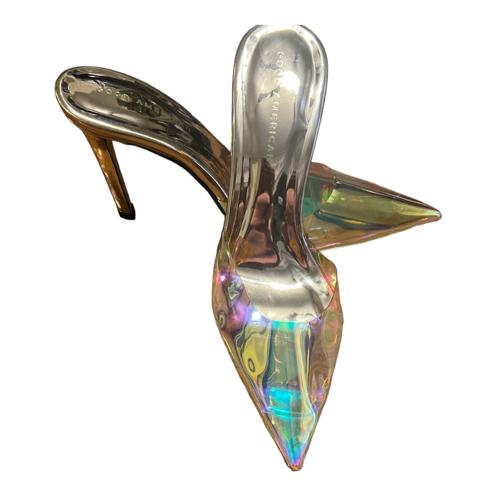 Good American Iridescent Holographic Pointed Toe Mule Heels - Picture 4 of 6